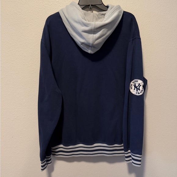 NY YANKEES ZIP HOODIE SWEATSHIRT XL BASEBALL DISTRESSED BLUE Carl Banks - Picture 7 of 10